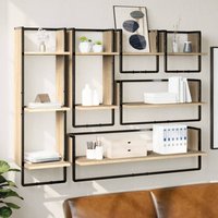 Berkfield Home 6 Piece Wall Shelf Set with Bars Sonoma Oak Engineered Wood in Brown