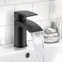 Vago Contemporary Matte Black Basin Single Lever Mixer Tap + Waste