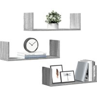 Berkfield Home Wall Shelves 3 pcs Grey Sonoma 58x18x18 cm Engineered Wood | Size: 58 x 18 x 18 cm