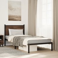 Berkfield Home Metal Bed Frame without Mattress Brown Oak 80x200 cm