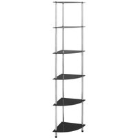 Berkfield Home 6-Tier Shelf Black 30x30x160 cm Tempered Glass | Size: 30 x 30 x 160 cm