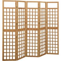 Berkfield Home 5-Panel Room Divider/Trellis Solid Fir Wood 201.5x180 cm in Brown