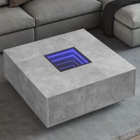 Berkfield Home Coffee Table with Infinity LED Concrete Grey 100x100x40 cm | Size: 100 x 100 x 40 cm
