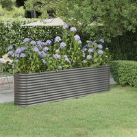 Berkfield Home Garden Raised Bed Powder-coated Steel 260x40x68 cm Grey | Size: 260 x 40 x 68 cm
