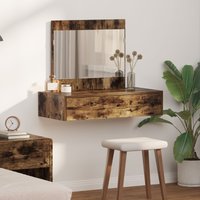 Berkfield Home Wall Hanging Dressing Table Smoked Oak 83x40x70 cm in Brown | Size: 83 x 40 x 70 cm