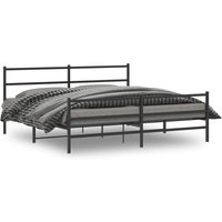 Metal Bed Frame without Mattress Footboard Black 183x213cm 183x213 cm