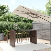 Berkfield Home Bar Table with Glass Top Brown 185x80x110 cm Poly Rattan | Size: 185 x 80 x 110 cm