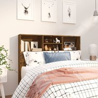 Berkfield Home Headboard Cabinet Smoked Oak 120x19x103.5 cm in Brown