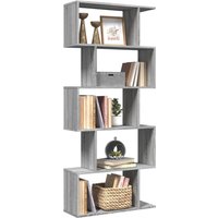 Room Divider Bookcase 5 Tier Sonoma 70x24x161 cm Engineered Wood x 24 x 161 cm