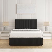Rosie Plush Velvet Divan Bed Set 24" Headboard & Mattress No Drawers Super King