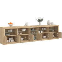 Berkfield Home Sideboard with LED Lights Sonoma Oak 283x37x67 cm in Brown | Size: 283 x 37 x 67 cm
