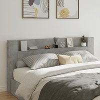 Berkfield Home Headboard Cabinet with LED Concrete Grey 220x16.5x103.5 cm