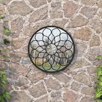 Berkfield Home Garden Mirror Black 40x3 cm Iron Round for Outdoor Use