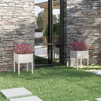 Berkfield Home Garden Planters 2 pcs White 50x50x70 cm Solid Pinewood | Size: 50 x 50 x 70 cm