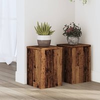 Berkfield Home Plant Stands 2 pcs Old Wood 20x20x30 cm Engineered Wood in Brown | Size: 20 x 20 x 30 cm