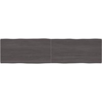 Berkfield Home Table Top Dark Grey 200x50x(2-6) cm Treated Solid Wood Live Edge in Brown