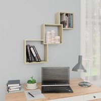 Berkfield Home Cube Wall Shelf Sonoma Oak 68x15x68 cm Engineered Wood in Brown | Size: 68 x 15 x 68 cm