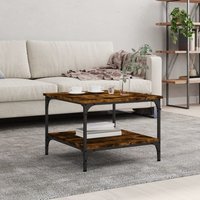 Berkfield Home Coffee Table Smoked Oak 55x55x40 cm Engineered Wood in Brown | Size: 55 x 55 x 40 cm