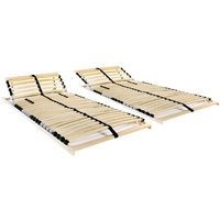Berkfield Home Slatted Bed Bases 2 pcs with 28 Slats 7 Zones 80x200 cm in Brown