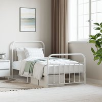 Berkfield Home Metal Bed Frame with Headboard & Footboard White 100x190 cm