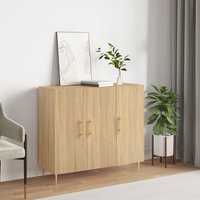 Berkfield Home Sideboard Sonoma Oak 90x34x80 cm Engineered Wood in Brown | Size: 90 x 34 x 80 cm