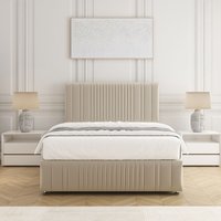 Rosie Plush Velvet Divan Bed Set 24" Headboard & Mattress No Drawers Double