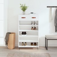Berkfield Home Shoe Cabinet High Gloss White 60x35x105 cm Engineered Wood | Size: 60 x 35 x 105 cm