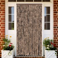 Berkfield Home Fly Curtain Beige & Dark Brown 100x230 cm Chenille