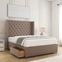 Olivia Plush Divan Bed Set 54"Headboard 2Drawers Footend & Mattress Double