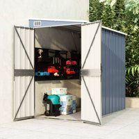 Berkfield Home Wall-mounted Garden Shed Grey 118x194x178 cm Galvanised Steel | Size: 118 x 194 x 178 cm