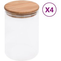 Storage Glass Jars Bamboo Lid 4 pcs
