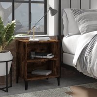 Bed Cabinet Metal Legs Smoked Oak 40x30x50 cm x 30 x 50 cm
