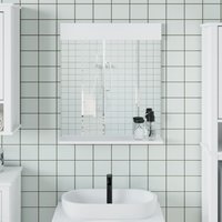Berkfield Home Bathroom Mirror with Shelf BERG White 60x12x70 cm Solid Wood | Size: 60 x 12 x 70 cm