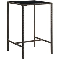 Berkfield Home Garden Bar Table Brown 70x70x110 cm Poly Rattan & Glass | Size: 70 x 70 x 110 cm
