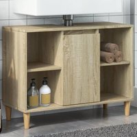 Berkfield Home Bathroom Cabinet Sonoma Oak 80x33x60 cm Engineered Wood in Brown | Size: 80 x 33 x 60 cm