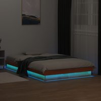 LED Bed Frame without Mattress Wax 140x200 cm Solid Wood