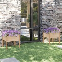 Berkfield Home Garden Planters 2 pcs 70x70x70 cm Solid Pinewood in Brown | Size: 70 x 70 x 70 cm