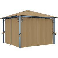Berkfield Home Gazebo with Curtain 300x300 cm Taupe Aluminium in Beige