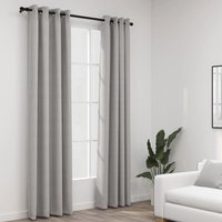 Berkfield Home Linen-Look Blackout Curtains with Grommets 2pcs Grey 140x245cm | Size: 140x245 cm