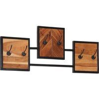 Berkfield Home Wall Coat Rack 90x1x35 cm Solid Wood Acacia & Iron in Brown | Size: 90 x 1 x 35 cm