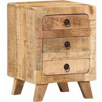 Berkfield Home Bedside Cabinet 37x32x50 cm Solid Wood Rough Mango in Brown | Size: 37 x 32 x 50 cm