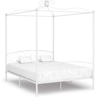 Berkfield Home Canopy Bed Frame White Metal 180x200 cm Super King