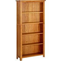Berkfield Home 5-Tier Bookcase 70x22x140 cm Solid Oak Wood in Brown | Size: 70 x 22 x 140 cm
