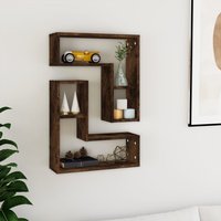 Berkfield Home Wall Shelves 2 pcs Smoked Oak 50x15x50 cm Engineered Wood in Brown | Size: 50 x 15 x 50 cm