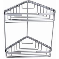 Nes Home Brass 2 Tier Corner Caddies Storage Basket Chrome in Silver