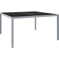 Berkfield Home Garden Table 130x130x72 cm Grey Steel & Glass | Size: 130 x 130 x 72 cm