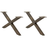 Berkfield Home Coffee Table Legs X-Shaped 2 pcs Natural Steel 70x(30-31) cm Steel in Brown