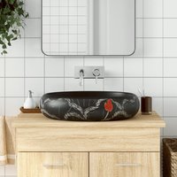Berkfield Home Countertop Basin Black Oval 59x40x15 cm Ceramic | Size: 59 x 40 x 15 cm