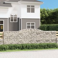 Berkfield Home Arched Gabion Baskets 3 pcs 400x50x120/140 cm Galvanised Iron in Silver