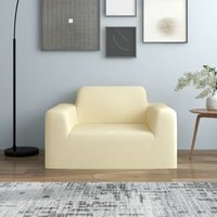 Berkfield Home Stretch Couch Slipcover Cream Polyester Jersey